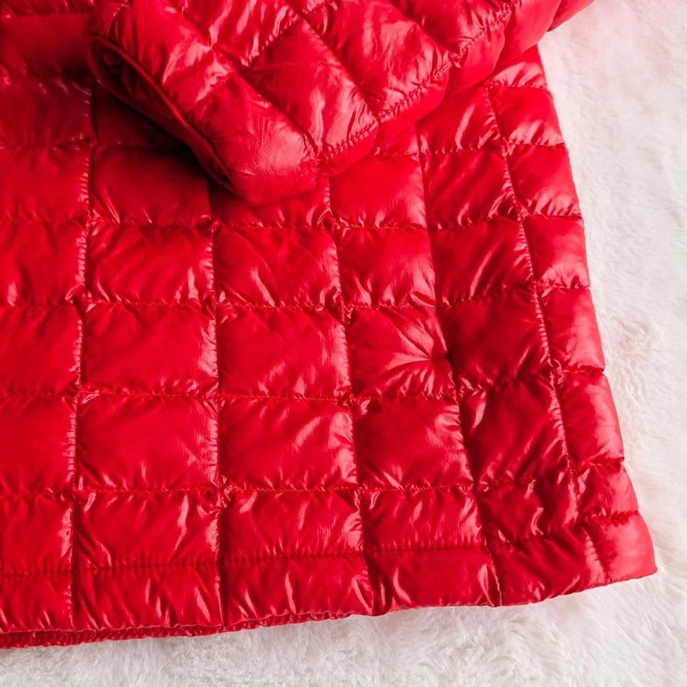 The North Face Mens Thermoball Eco Puffer Jacket Red Quilted Full Zip Medium